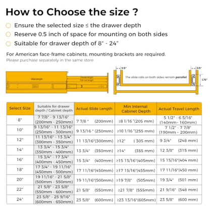 Goldenwarm 1 Pair 16 Inch Soft Close Drawer Slides - size: 16 Inch, style: 1 Pair