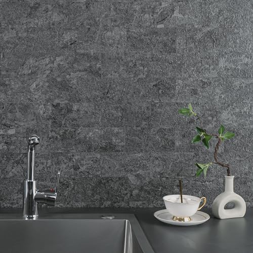 StyloVue 100 Pieces Peel and Stick Backsplash for Kitchen, 3" x 6" PVC Subway Tile 2026 Upgraded Gray Concrete Stone Backsplash Stick on Tile Elevate Kitchen Fireplace RV - color: Gray Concrete Stone