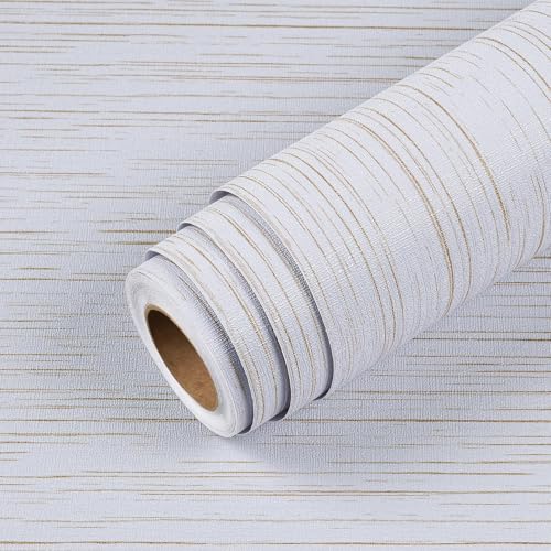 Livelynine Textured Wallpaper Peel and Stick White and Gold Grasscloth Wallpaper Prepasted Removable Wall Paper for Bathroom Dorm RV Self Adhesive Vinyl Textured Contact Paper Shelf Liner 15.8x78.8 - size: 15.8x78.8 Inch