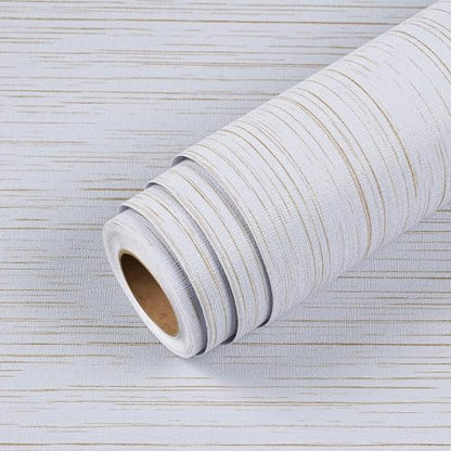 Livelynine Textured Wallpaper Peel and Stick White and Gold Grasscloth Wallpaper Prepasted Removable Wall Paper for Bathroom Dorm RV Self Adhesive Vinyl Textured Contact Paper Shelf Liner 15.8x78.8 - size: 15.8x78.8 Inch