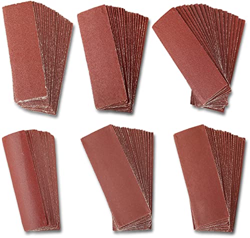 SPEEDWOX 120 PCS Micro Sander Kit 3.5 x 1.2 Inch Sand Paper Set 20 Sheets Each of 80 120 180 240 400 600 Grit for Wood Work Finishing Corner Polishing DIY Project - style: 80/120/180/240/400/600 Grit