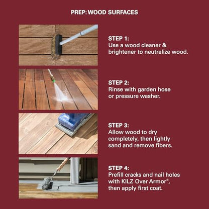 KILZ Over Armor Smooth Solid Coating Resurfacer, Redwood, 1 Gallon - color: Redwood, style: Smooth