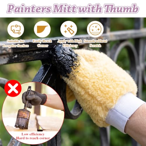 10 Pcs Painters Mitt Gloves with Thumb and 200Pcs Plastic Disposable Gloves