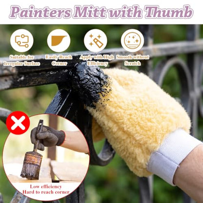 10 Pcs Painters Mitt Gloves with Thumb and 200Pcs Plastic Disposable Gloves