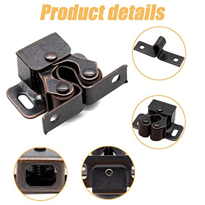 Double Roller Catch with Spear, Bronze Tone, 4 Pack - color: Brown