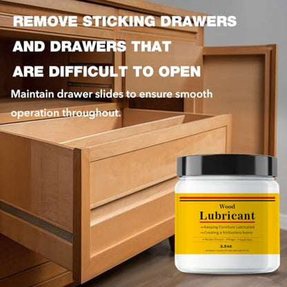 Wood Lubricant & Wood Wax for Drawers, Doors, Hinges - 3.5oz