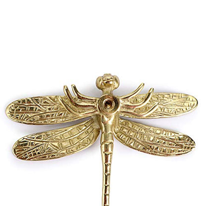 JUXYES Unique Gold Dragonfly Handle Pulls Knobs for Cabinets and Drawers - size: Pack of 2