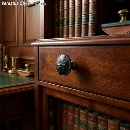 4 Pack - Black Cabinet Knobs Round, 1-2/5” Knobs for Cabinets and Drawers Black Matte Drawer Pulls Bathroom Cabinet Handles - color: Black