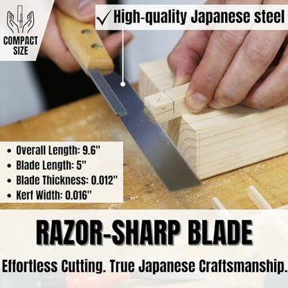 KAKURI Mini Dozuki Dovetail Saw 5", Compact Craft Hand Saw for Woodworking - style: Fine Cut