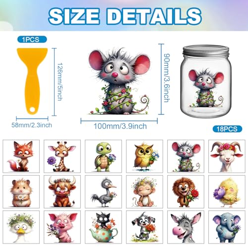 GLOBLELAND 18 Sheets Floral Animals Rub on Transfers Fox Giraffe Flower Transfer Stickers Decals Woodland Animals Cup Stickers Decals for Crafts Vase Glass Bottle Table Decor - style: Floral Animals