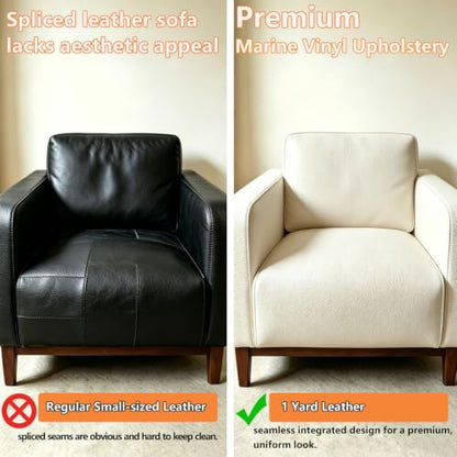 CDY Marine Vinyl Upholstery Fabric: 54"x36" Soft Grain Faux Leather Durable - color: Beige, size: 1 Yard（54"x36")