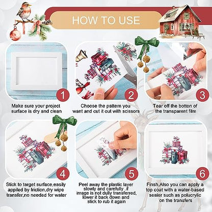 Lincia 10 Sheets Christmas Rub on Transfers for Crafts, Cute Holiday - style: Cute Holiday