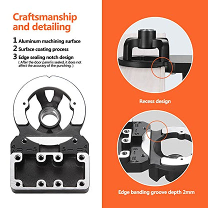 Adoles 35mm Concealed Door Hinge, Accurate Locking Cabinet Hinge, Aluminum Alloy DIY Pocket Hole Jig, 2 Retaining Clips, Adjustable Quick Punch Cabinet Hardware