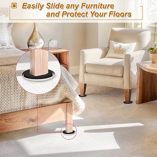 Furniture Sliders for Carpet 8 PCS - 3 1/2" - size: 3.5 inch 8 PCS (Round)