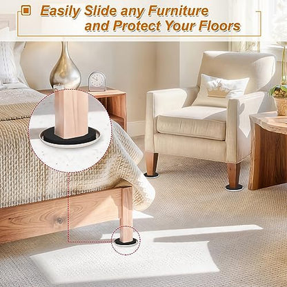 Furniture Sliders for Carpet 8 PCS - 3 1/2" - size: 3.5 inch 8 PCS (Round)