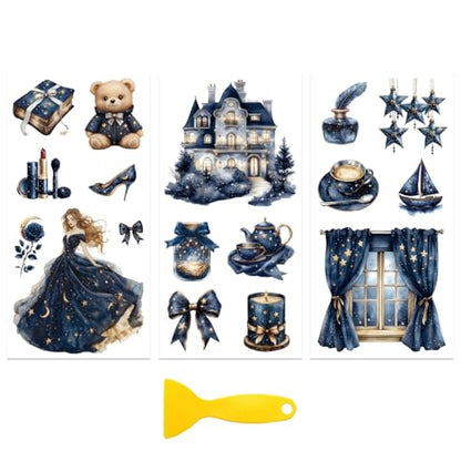 Peacoblue Navy Blue Style Rub On Transfers for Furniture Craft 6"x12" - style: Navy Blue Style