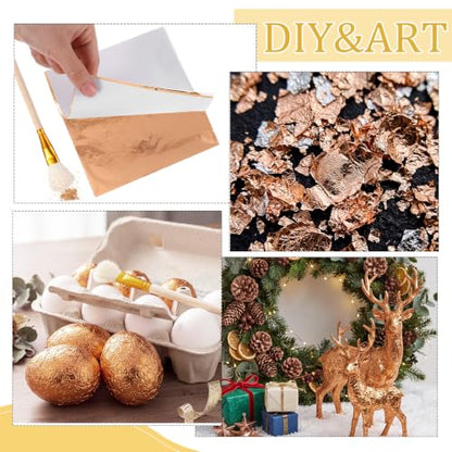 Cunhill 100 Pcs Imitation Gold Leaf Sheets, Art Foil Paper,Rose Gold - color: Rose Gold