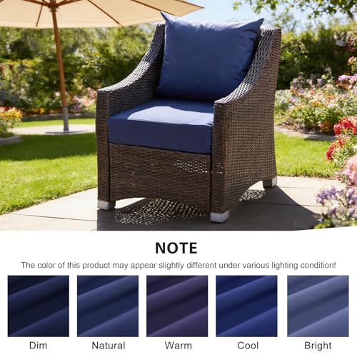 Outdoor Deep Seat Cushion Set, 24x24 Inch, Navy Blue, Set of 1 - color: Navy Blue