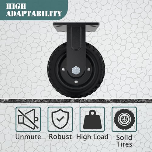 5 Inch Heavy Duty Caster Wheels, (2Swivel Brake & 2 Rigid) - size: 5 Inch