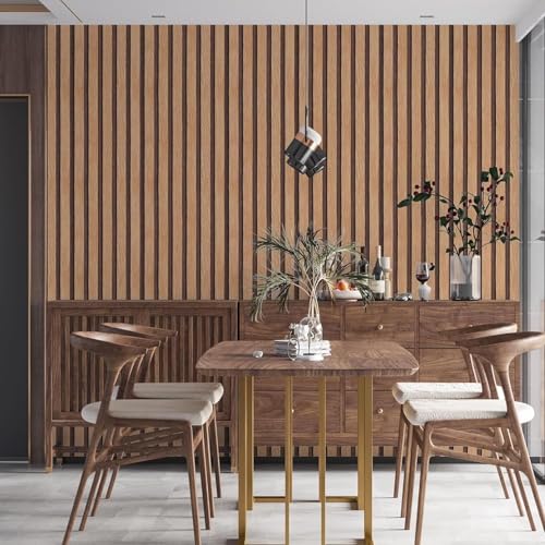 Yun-aeon Natural Wood - Tan Slats Peel and Stick Wallpaper for Wall - color: Tan, size: 17.3" x 160"