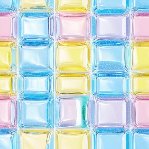 HOMETITUTE Macaron Yellow Pink Blue Floor 12in Vinyl Tile - color: Yellow, Pink, Blue