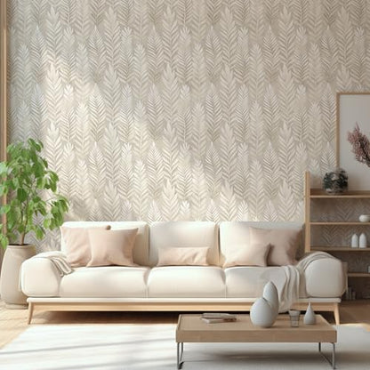 17.32" X 393.7"Boho Peel and Stick Wallpaper Beige Neutral Contact Paper - size: 17.3" x 393.7"