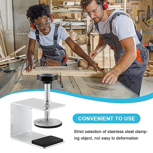 Cabinet Drawer Installation Clamps, 2PCS C Clamps Drawer Fixing Clip with Silicone Protect Pad, Woodworking Cabinet Hardware Jig for Door Front Knobs, Pulls Handles Install(2pcs)