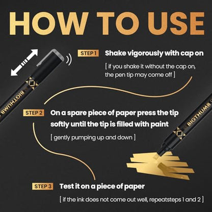 BIGTHUMB 6Pcs Liquid Chrome Paint Markers, Dual Tips Gloss Mirror Marker, Oil-based Permanent Chrome Maker, Reflective Metallic Pen Markers for Repairing, Model Painting DIY Art Projects - style: 6PCS Silver, Gold, Bronze