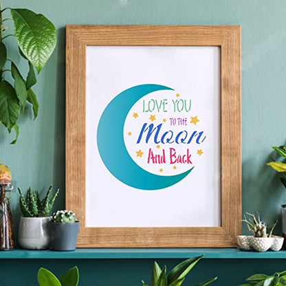 FINGERINSPIRE Moon Stencil 11.8x11.8inch Plastic Moon Drawing Painting Stencils Square Reusable Stencils for Painting on Wood, Floor, Wall and Tile - color: Love You to The Moon and Back