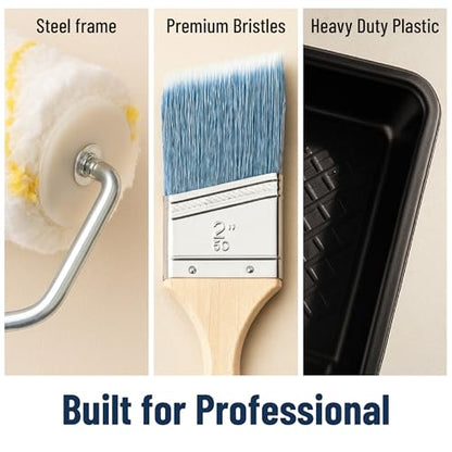 Bates- Paint Roller Kit, 19 pcs, Roller Set with Microfiber Sleeves & Frame - style: Microfiber 9", 4", 19 pcs
