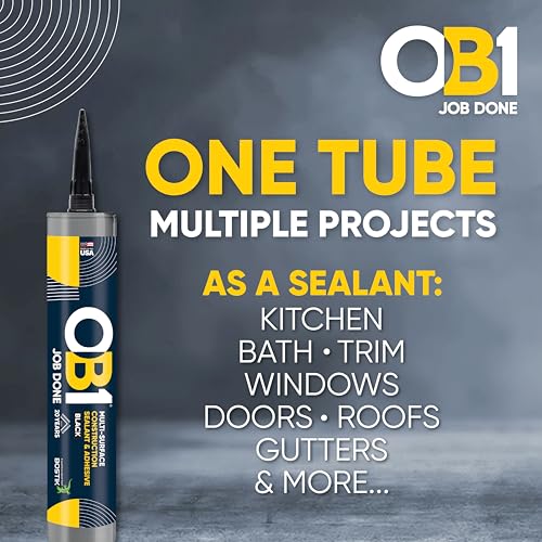 OB1 Universal Caulk Sealant & Adhesive Black 10.1oz | Professional Grade Premium All-in-One Advanced Hybrid 2-in1 | Water Resistant Internal & External | Shrink Crack UV & Fade Resistant | 1 Cartridge - color: Black, size: 10.1oz (Pack of 2)