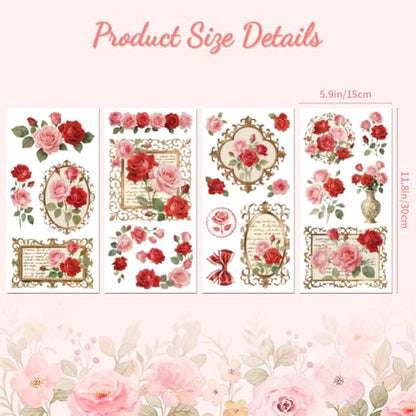 Peacoblue Vintage Rose Frame Rub On Transfers for Furniture Craft 6"x12" - style: Vintage Rose Frame
