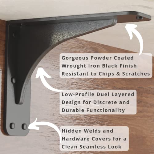 Starby Gladiator Series Solid Heavy Duty Welded 500 Lb Low Profile Granite Countertop Support Shelf Brackets Floating Shelf Discrete Slim 500 LB Capacity (2 Pack) (7" x 9" x 2.5") - size: 7" x 9" x 2.5"