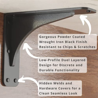 Starby Gladiator Series Solid Heavy Duty Welded 500 Lb Low Profile Granite Countertop Support Shelf Brackets Floating Shelf Discrete Slim 500 LB Capacity (2 Pack) (7" x 9" x 2.5") - size: 7" x 9" x 2.5"