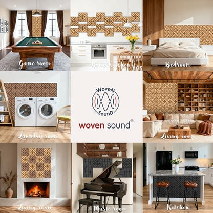 WoveN SounD Acoustic Wall Panels, Natural Oak, 16 Pack, 12x12 in - color: Grid Weave, Natural Oak, 16 Pack