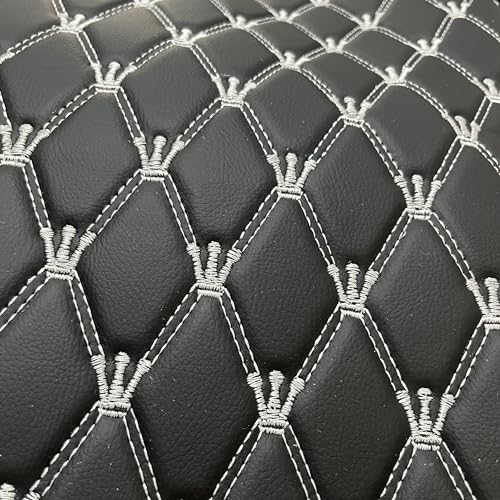 Quilted Foam Vinyl Fabric King Crown Classic Pattern with 0.23" Sponge Backing Faux Leather Fabric for Car Headliner, Furniture Upholstery, Headboards,Diamond 2" x 3" (King Crown-Black White) - color: King Crown-black White