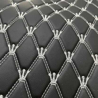 Quilted Foam Vinyl Fabric King Crown Classic Pattern with 0.23" Sponge Backing Faux Leather Fabric for Car Headliner, Furniture Upholstery, Headboards,Diamond 2" x 3" (King Crown-Black White) - color: King Crown-black White