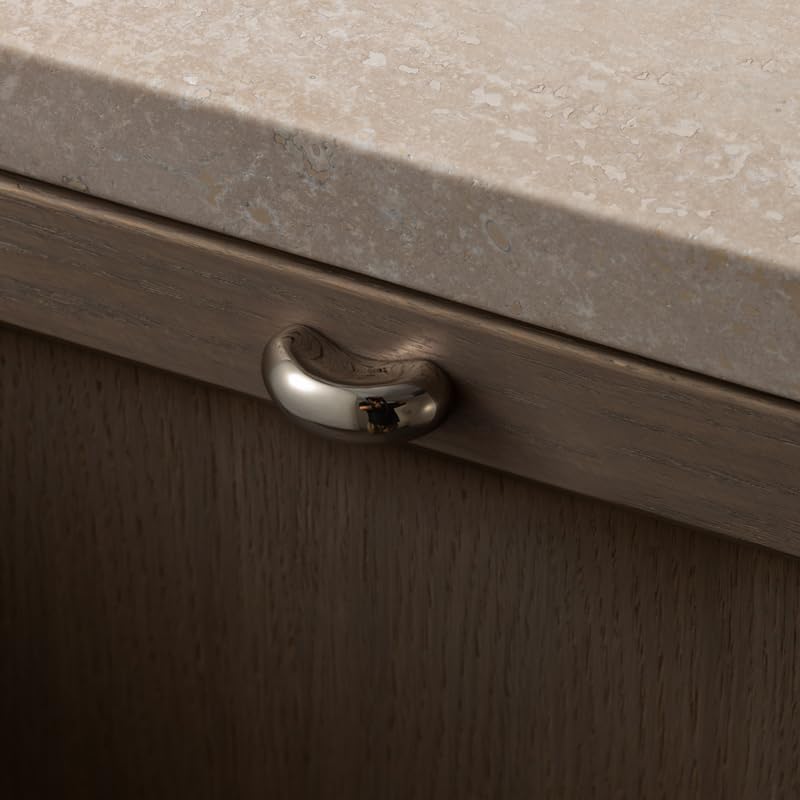Goo-Ki Solid Brass Cabinet Knobs, Liquid Ribbon Mirror Titanium Silver Drawer Pulls - Modern Luxury Hardware for Kitchen Drawer, Dresser, Wardrobe (1 Piece)