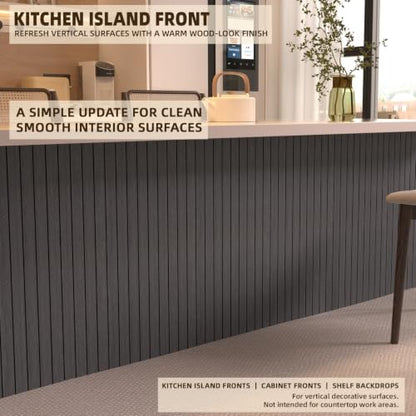 Peel and Stick Wood Slat Wall Panels, Dark Gray, 118 x 15.7 in - color: Dark Grey Oak, size: 15.7" x 118"