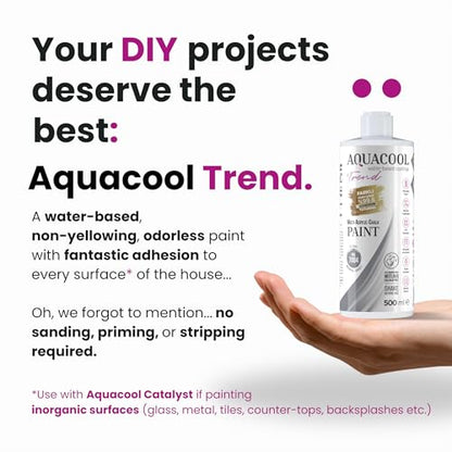 Aquacool Trend MAC All-in-One Furniture Paint – No Sanding No Primer, Chalk Paint for Cabinets, Wood, Tile & Countertops | Self-Leveling Matte | 16.9 fl oz 53 sq ft | 7004 Signal Gray - color: Ral 7004 Signal Grey