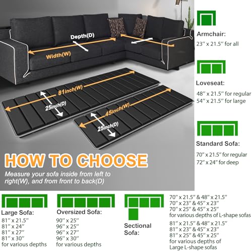 LAVEVE Heavy Duty Couch Cushion Support 81"x25" & 45"x25"- Sectional Couch - size: 81"x25" & 45"x25"- Sectional Couch