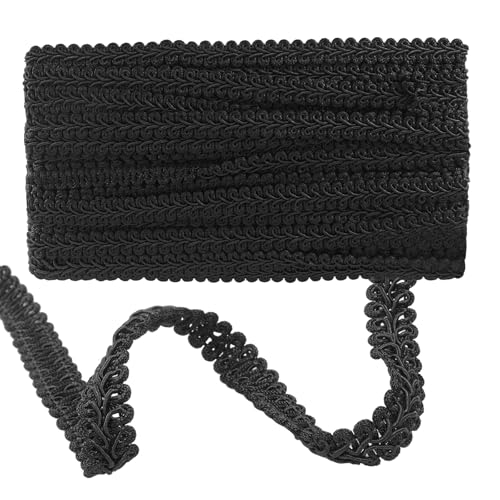 Gimp Braid Trim, Black, 1/2 Inch, 14 Yards - color: Black