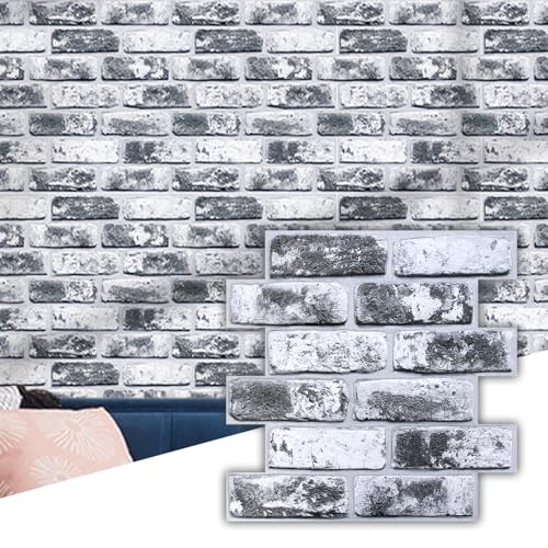 Commomy Faux Brick Panels Peel and Stick Wall Stickers 10 Pcs 11.8" x 11.8" - color: Brick-gkZ