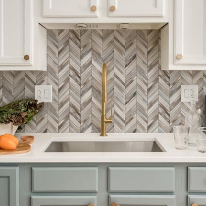 Yipscazo 10-Sheet Wood Grain Herringbone Peel and Stick Backsplash for Kitchen Walls,Heat Resistant PVC Mixed Metal Stick on Backsplash Tiles,Waterproof Peel and Stick Tile for Bathroom&Shower - color: Wood Grain + Gold Metal