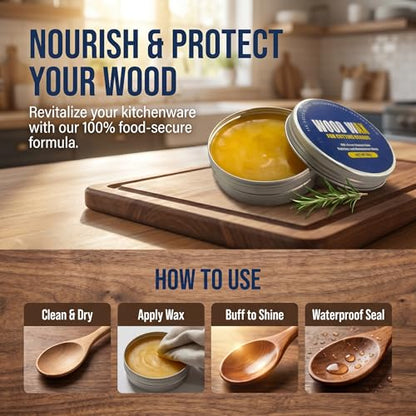 Natural Wood Wax -Wood Cutting Board Conditioner, 2.82 oz