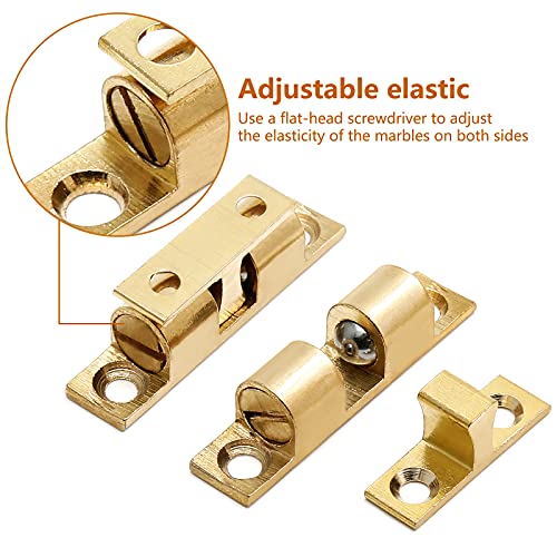 Uenhoy 10 Pcs Solid Brass Dual Ball Tension Latch 1-3/8" Gold Tone - color: Gold, size: 35mm, 10pcs