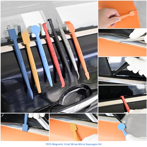 EHDIS Window Tinting Tool Kit: 7pcs Magnetic Vinyl Wrap Micro Stick Squeegee, 3pcs Hardness Squeegee, 2pcs PPF Tool for Car Vinyl Film Application