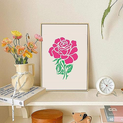 20 Pieces Rose Flower Stencils for Painting on Wood Reusable Floral Stencil for Craft Border Flowers Drawing Template Stencil for Canvas Wall Paper Furniture DIY Scrapbooks Crafts Home Decor (Rose)