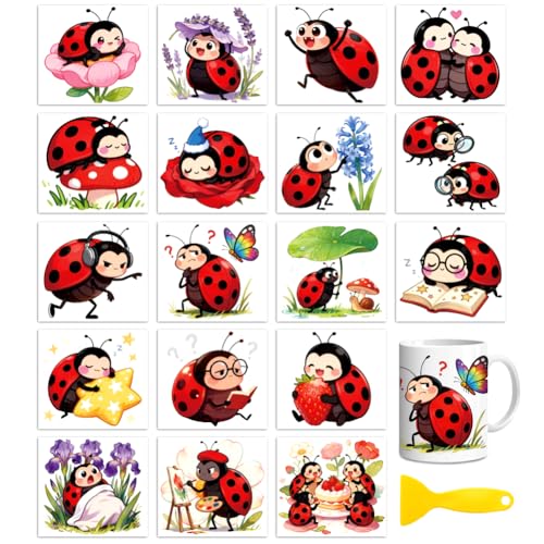 Peacoblue Ladybugs Rub On Transfers for Craft, Transfer Sticker - style: Ladybugs