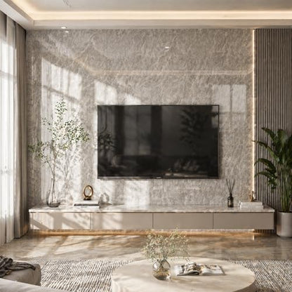 Grey Mist Marble Peel and Stick Wallpaper, 47.2 x 394 in - color: Grey Mist Marble, size: 47.2" x 394"